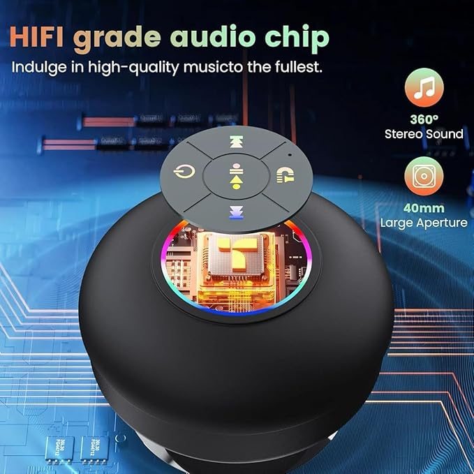 Portable RGB Shower Speaker Wireless USB Rechargeable